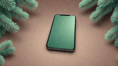The primary subject of the image is a cell phone. The cell phone is placed on a brown surface, which could be a table or a counter. The setting appears to be indoors, with a backdrop of a potted plant. The visual style of the image is a close-up of the cell phone, showcasing its design and features. The colors in the image are predominantly brown and green, giving the scene a warm and natural atmosphere.